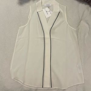 NWT FRAME Ivory/Black Sleeveless Blouse Size S/P